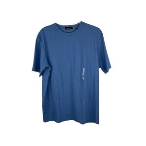 Brandini Mens Large Dressy Tshirt Crew Neck Ribbed Short Sleeve Blue